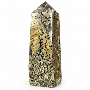 Torre de Cristal de Pirita Druzy Natural, Obelisco Pulido Dorado, Ecológico, Gema de Feng Shui para la Abundancia y la Decoración del Hogar - Product Image 1