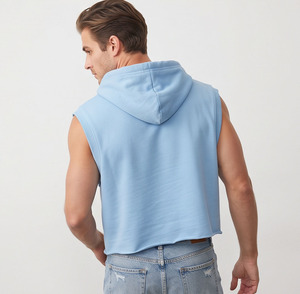 RAJPUTANA CORPORATION <b>Crop</b> Sleeveless Hoodie <b>Men</b> Workout Fitness Wear Printed <b>Crop</b> Hood <b>Top</b> 400gsm Fleece Cropped Hoodie <b>Mens</b> - Product Image 6