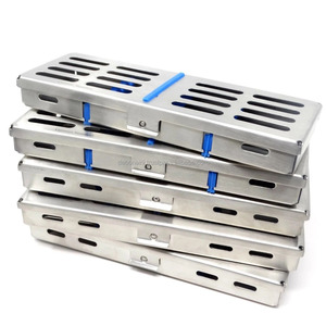 Support de cassette dentaire en acier inoxydable certifié CE MT-200004, poignée ergonomique, 12 positions de mâchoires, Classe II, manuel, argent - Product Image 4
