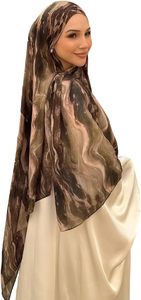 Écharpe en mousseline à imprimé numérique, motif tons terreux, respirante, légère, toutes saisons, bandana ethnique adulte, style asiatique - Product Image 2