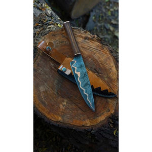 Cuchillo de Chef Burraq, Hecho a Mano con Acero de Damasco, Hoja de 7 Pulgadas, Grosor de 3.0 mm, Mango de Madera, Funda de Cuero Premium, Nuevo - Product Image 6