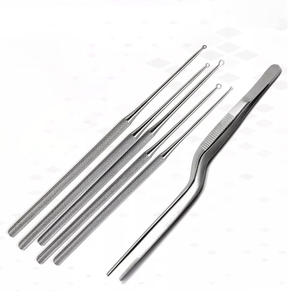 Set 5 Steel Ear Tools Alligator Forceps Bayonet Adson Forceps 3 Billeau Ear Loop Curettes ENT Foreign Mol By <b>Blush</b> Surgical - Product Image 5