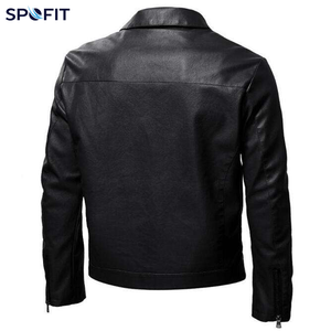 Spofit Fashion <b>Men's</b> Motorcycle <b>Jacket</b> Casual <b>Long</b> Sleeve Leather Waterproof Windproof Breathable Eco-Friendly Plain Dyed Front - Product Image 6