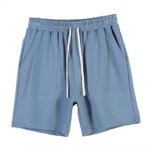 2026 Men's <b>Black</b> Drawstring Bermuda Shorts Casual Solid Color Polyester Sport Shorts Breathable Knitted Mid Waist gym shorts - Product Image 3