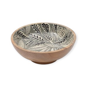 Juego de tazones de madera premium con acabado esmaltado con diseño de olivas, tazones para servir ensaladas, aperitivos y comida. - Product Image 4