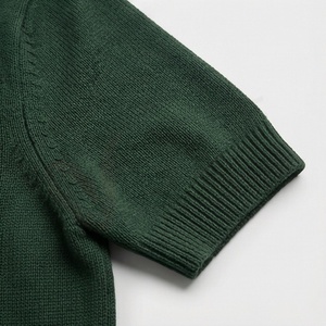 Polo en tricot à manches longues vert foncé pour homme avec fermeture éclair, design uni décontracté, coupe classique - Product Image 6