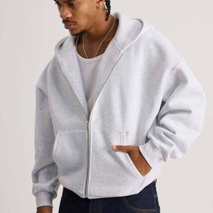 Sudadera con Capucha Blanca Lisa para Hombre, con Cierre, Personalizable con Logotipo, Antiarrugas, Casual, para Primavera y Otoño - Product Image 3