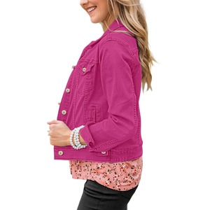 Veste en jean longue extensible sur mesure pour femme, en coton, unie, pour l'hiver, grandes tailles pour filles - Product Image 4