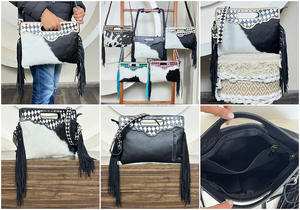 Nouveau Sac à Main de Luxe 2026 pour Femme en Cuir Véritable à Motifs Carrés, Sac à Bandoulière Haut de Gamme avec Poignée Supérieure et Franges - Product Image 3