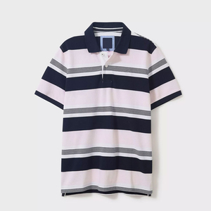 เสื้อเชิ้ตผู้ชายสีน้ำเงินเข้มคุณภาพพรีเมียม พร้อมปักโลโก้ตามแบบที่ต้องการที่ปกเสื้อ แขนสั้น ผ้าฝ้าย 100% ระบายอากาศได้ดี - Product Image 3