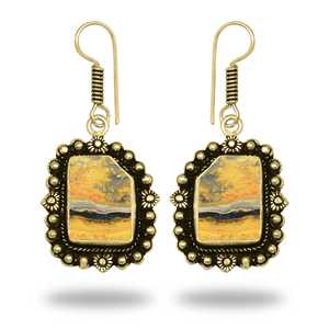 Pendientes con Dije de Gema de Jaspe Abeja, Chapados en Oro de 18K sobre Plata, Diseño Casual/Deportivo para Mujer, Colección de Joyería Fina para Fiesta - Product Image 4