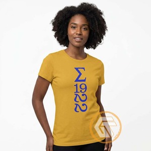 T-shirt sur mesure pour femmes de la sororité Sigma Gamma Rho, 100 % coton jersey, été, écologique, anti-plis - Product Image 3