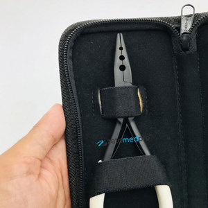 Pince à 3 trous noire mate, best-seller, avec poignées blanches, en acier inoxydable, logo personnalisé, pour extensions de cheveux et micro-boucles - Product Image 4