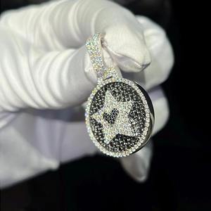 <b>Iced</b> Out Moissanite Hip Hop Pendant_ Custom 925 Sterling Silver Charm Online in India - Product Image 5