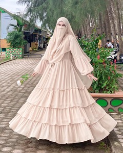 Robes modestes pour femmes, mode islamique personnalisée, abaya à manches longues, robe musulmane confortable en mousseline unie, abaya de Dubaï, tenue d'été - Product Image 6