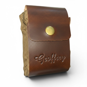 ANTIQUE BROWN FORAGING BAG POUCH I Geoffrey I 100% Waxed Cotton Bag and 100% Cow Leather Shell I Upto 2 1/2 inch wide belt - Product Image 3
