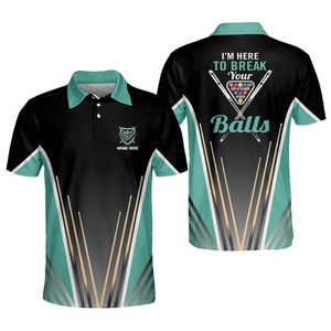 Chemise en toile unie personnalisée OEM avec impression numérique par sublimation pour joueur de billard, chemises amusantes pour équipe de billard pour hommes, tournoi de billard - Product Image 1