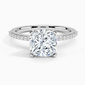 Anillo BOJ 046 con Corte Cojín, Plata 925, Delicado, con Garras Compartidas y Baño de Rodio, Anillo de Boda con Moissanita de 2ct, Color D, VVS1, Certificado GRA - Product Image 1