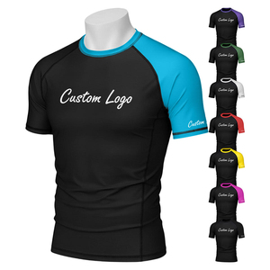 Custom Logo <b>Mens</b> Short Sleeve Rash Guard <b>Compression</b> <b>Shirt</b> Quick Dry Polyester Spandex Sport Top Front Print OEM MMA Rash Guard - Product Image 1