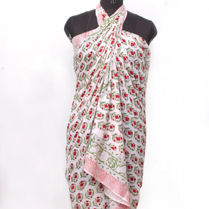 Cotton Printed Beach <b>Wrap</b> for Women Summer Vacation Pareo Floral <b>sarong</b> Pool Cover Up. - Product Image 1