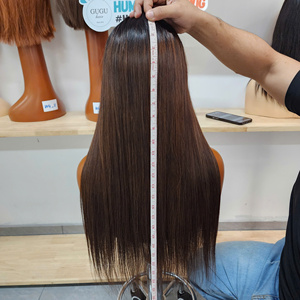 Peluca de cabello humano HD de 20 pulgadas con encaje frontal, grado virgen, cabello liso natural, estilo afro, proveedores mayoristas, color ombre marrón - Product Image 5