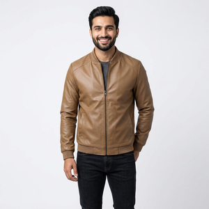 Custom Chenille Embroidery Leather Sleeve Varsity Jacket Baseball Stand Casual Winter Woven Coated Processing jacket for <b>men</b> - Product Image 1