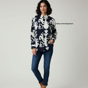 Camisa con estampado de bloques a mano Camisas elegantes para mujer Camisa de tela de algodón suave con estampado de bloques a mano India a la venta al mejor precio - Product Image 1