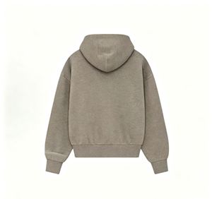 Sweat-shirt à capuche zippé gris pour homme, coupe classique, couleur unie, décontracté, pour l'automne, écologique, respirant, 100% coton, tissu éponge français - Product Image 2