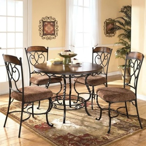 Traditional Heavy Duty Wrought Iron Patio Dining Set Weather Resistant Outdoor <b>Garden</b> Furniture <b>Table</b> <b>and</b> <b>Chairs</b> for 4 - Product Image 4