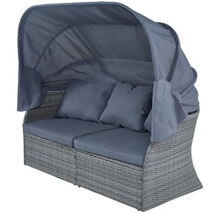Set di Mobili da Esterno in Vimini con Divano Letto e Baldacchino Retrattile per Conversazione e Relax - Product Image 6