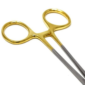 Meilleur porte-aiguille OBG/GYN en carbure de tungstène, instrument manuel de précision pour suture chirurgicale en acier inoxydable avec anneau doré - Product Image 3