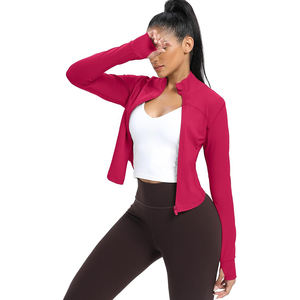 Chaqueta de yoga ajustada para mujer, de nailon, transpirable, elástica, ligera, con cremallera, para uso deportivo. - Product Image 2