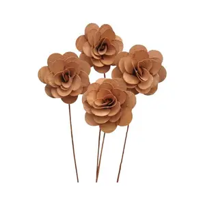 Handmade Die Cut Natural Color Christmas Occasion Palm Deco Rose Artificial Flower For Bouquet Decoration