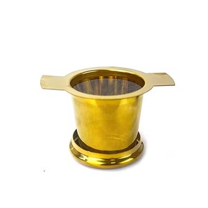Fantastic Kitchenware Golden Metal Tea <b>Strainer</b> Fine <b>Mesh</b> Filter With Dual Handles For Brewing - Product Image 3