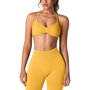 Ensemble de yoga pour femme avec soutien-gorge intégré, haut de soutien-gorge à coussinets amovibles, leggings taille haute, coussinets de contour, en Nylon Spandex, tenue de sport - Product Image 1