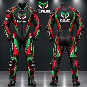 Traje de Motociclismo de Cuero Perforado Naranja y Blanco para Hombre, Ropa de Protección Transpirable para Motociclistas - Product Image 2