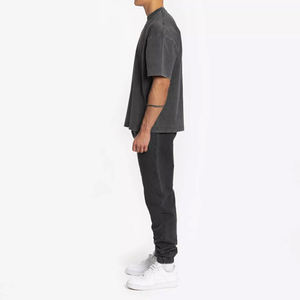 Camiseta Blanca Oversize Corta de Algodón para Hombre, Estilo Urbano, Desgastada, Manga Corta, Cuello Redondo, Ajuste Jersey - Product Image 5