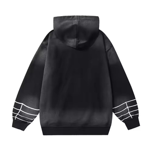 2026 Wholesale Custom <b>Design</b> Spider Hoodie Autumn 100% Cotton Fleece Kangaroo Pocket Acid Wash Eco-Friendly Pullover Hoodie - Product Image 4