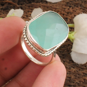 Anillo de Plata de Ley 925 con Turquesa Natural Engastada en Bisel, Hecho a Mano, con Piedra Preciosa, para Mujer, Joyería de Fiesta, Piedra de Nacimiento de Marzo - Product Image 4