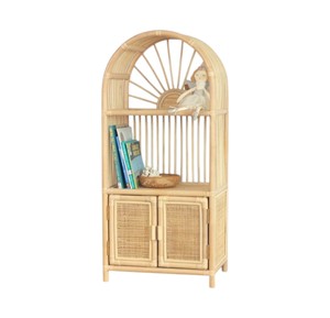 Wholesale Eco Friendly Rattan Shelving Double Cabinet Style Storage Organizer Cute Sunburst Motif Nursery Bedroom <b>Book</b> Display - Product Image 1