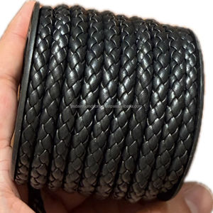 Cordons ronds tressés en PU végétalien sans additifs, de type cuir PSDS - Product Image 1