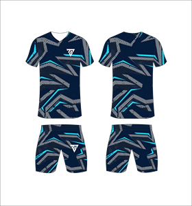 ชุดเสื้อฟุตบอลซับลิเมชั่นแบบกำหนดเองสำหรับผู้ชาย สีกรมท่าเข้ม หลากสี ลายเรขาคณิตย้อนยุคยุค 90 ลายกราฟฟิตีสไตล์กรันจ์ ชุดยูนิฟอร์มฟุตบอล - Product Image 4
