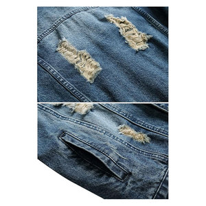 แจ็คเก็ตยีนส์ผู้ชายทรงสลิมฟิต แจ็คเก็ตเดนิมขาดๆ เท่ห์ๆ สไตล์ลำลอง สตรีทแวร์ แฟชั่น เสื้อคลุมทนทาน - Product Image 6