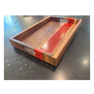 Bandeja de Madera y Resina Pura Hecha a Mano de Calidad Natural, Bandeja de Servicio de Venta Caliente al por Mayor para Uso en el Hogar, Hoteles y Restaurantes - Product Image 1