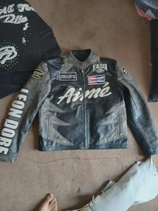 Chaqueta de Motociclista Aim Leon Dore X Vanson, de Cuero Vacuno Negro, Ecológica, Resistente al Viento, Estilo Clásico Urbano - Product Image 3