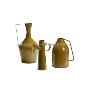 Lot de 3 vases en métal avec poignées, grands pots de fleurs en fer pour l'extérieur et l'intérieur, la décoration de la maison et du jardin pour les restaurants - Product Image 1