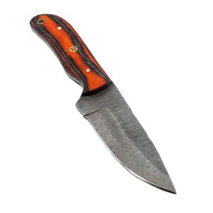 Red Blue <b>Multi</b> Color Wood Handle Forged Steel Skinner Damascus Steel Fixed Blade Hunting Knife <b>Camping</b> Outdoor Survival <b>Tool</b> - Product Image 4