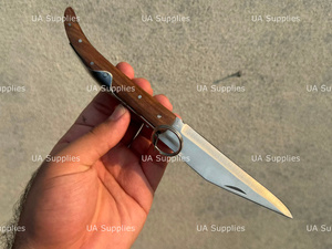 UA Supplies OEM Carbon Steel Drop Point Folding Pocket Knife Wooden Handle 8in Overall Length 0.5mm Blade Thickness - Product Image 5