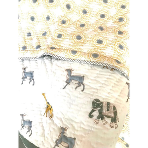 Edredón Reversible de Algodón con Diseño Animal, Estampado a Mano en Jaipur, 40x60 Pulgadas, para Todas las Estaciones, Uso en el Hogar, Viajes, Regalos, Duradero y Reutilizable - Product Image 1