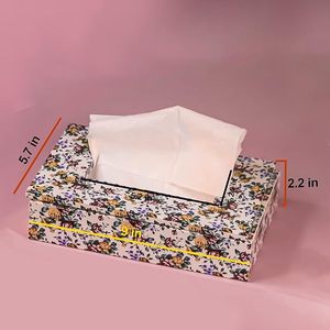 Modern Floral Printed Wooden Square Tissue Holder Handmade Decorative Storage Box for Home Kitchen Tabletop - Product Image 4